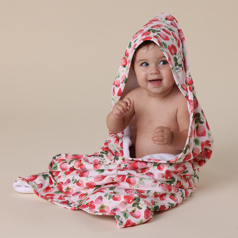 Strawberry Organic Hooded Baby Towel - View 1