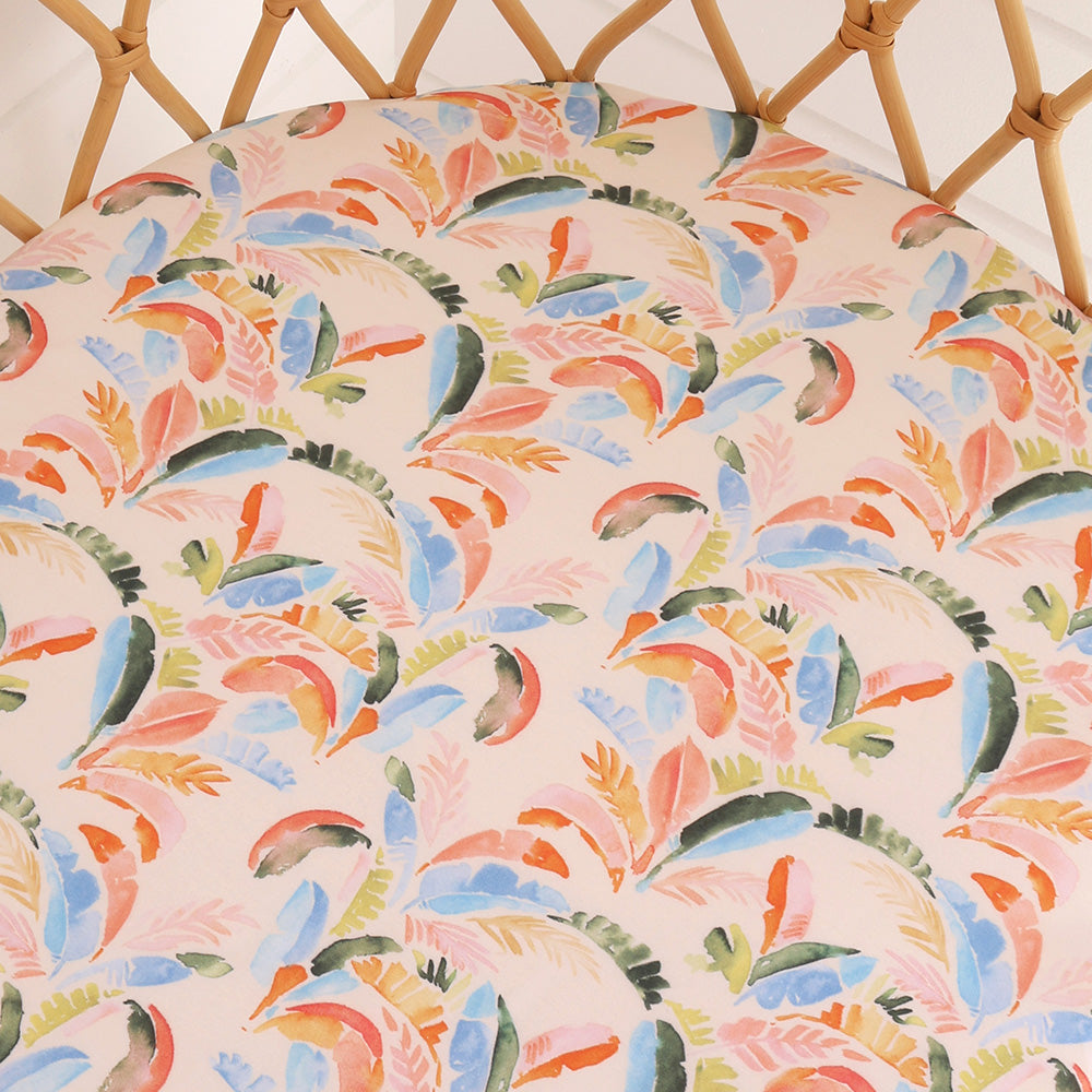 Summer Palm Organic Bassinet Sheet / Change Pad Cover - View 2