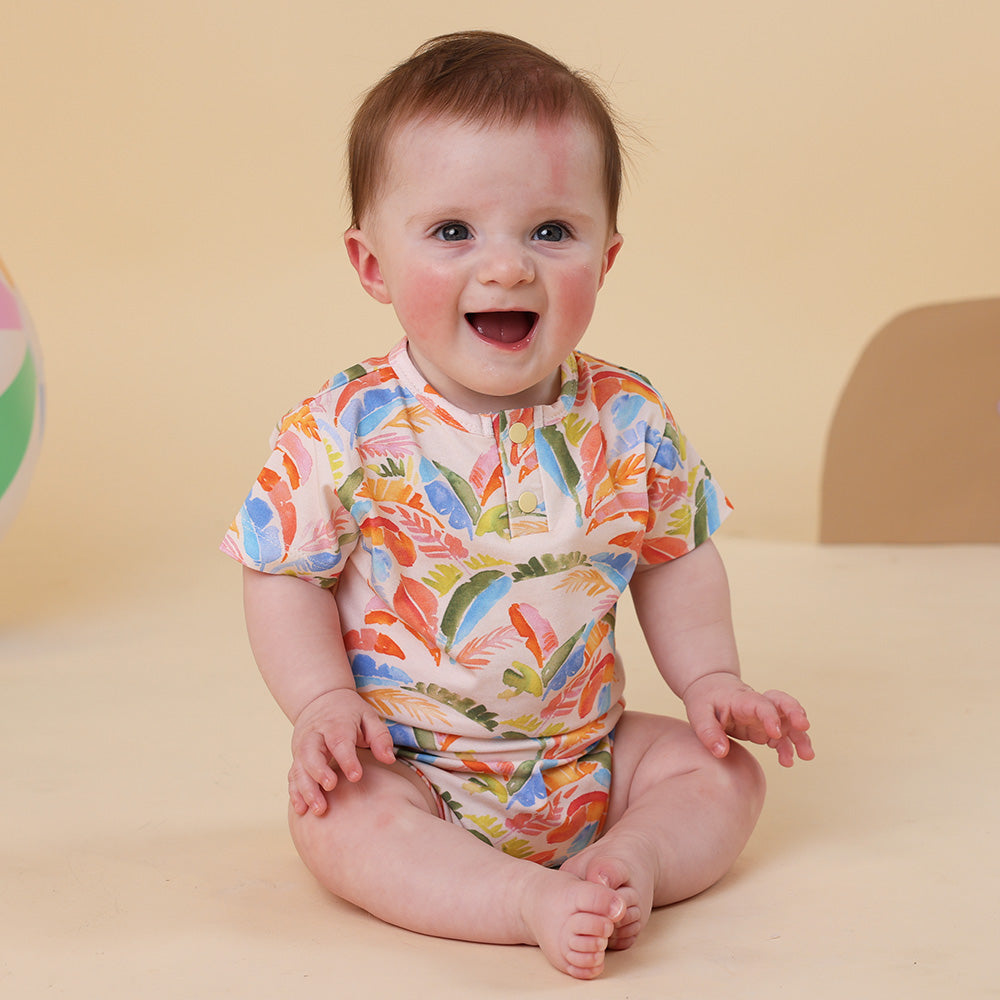 Summer Palm Short Sleeve Organic Bodysuit - View 14