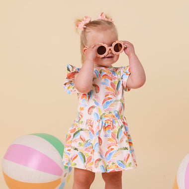 Summer Palm Short Sleeve Organic Dress | Snuggle Hunny