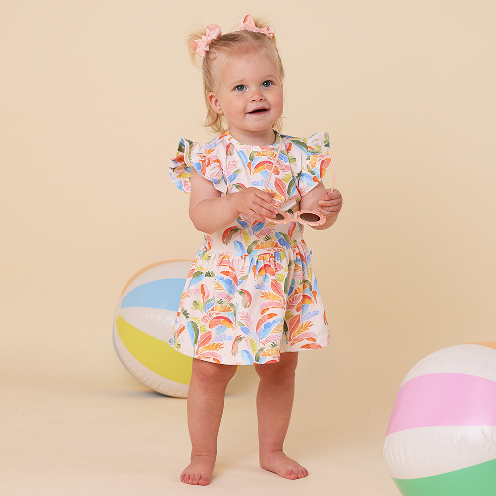 Summer Palm Short Sleeve Organic Dress - View 13