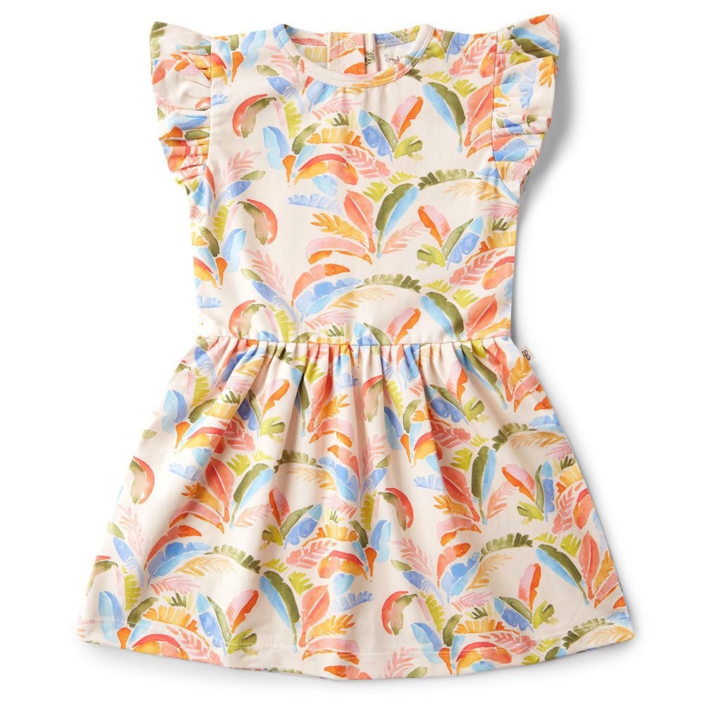 Summer Palm Short Sleeve Organic Dress - View 8