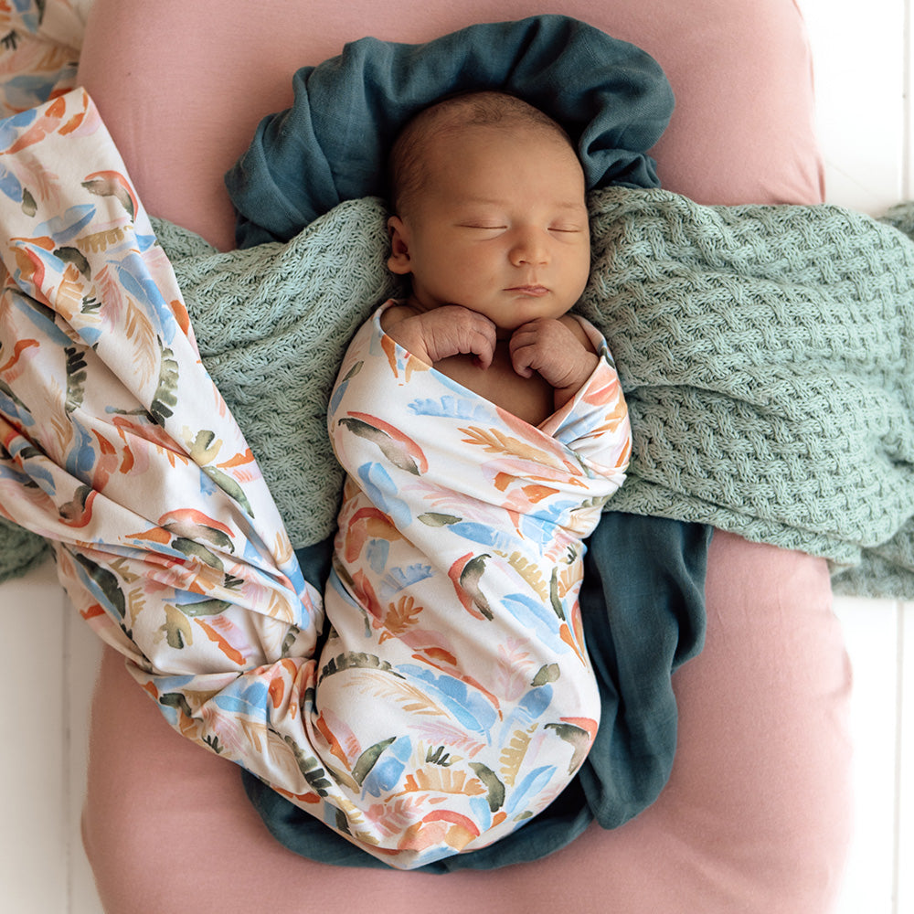 Summer Palm Organic Jersey Wrap & Topknot Set - View 4