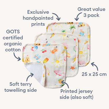 Beach Fun Organic Wash Cloths | Snuggle Hunny