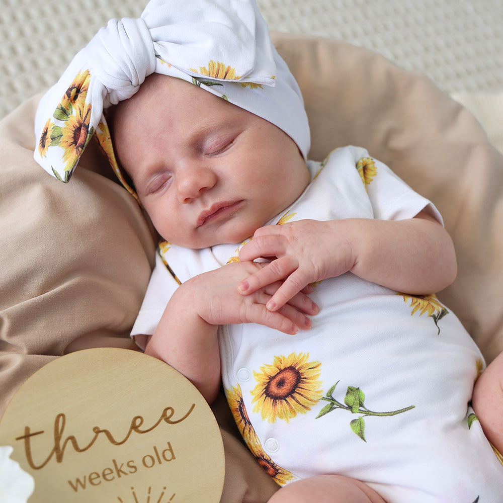 Sunflower Short Sleeve Organic Kimono Bodysuit - View 7
