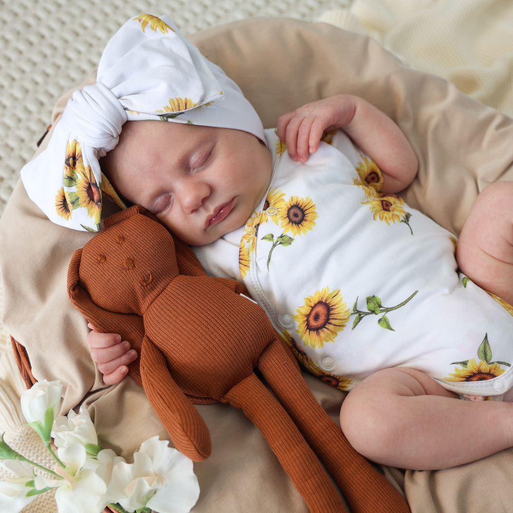 Sunflower Short Sleeve Organic Kimono Bodysuit - View 3