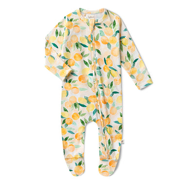Sunny Citrus Organic Snuggle Sleepsuit Zip Footie | Snuggle Hunny