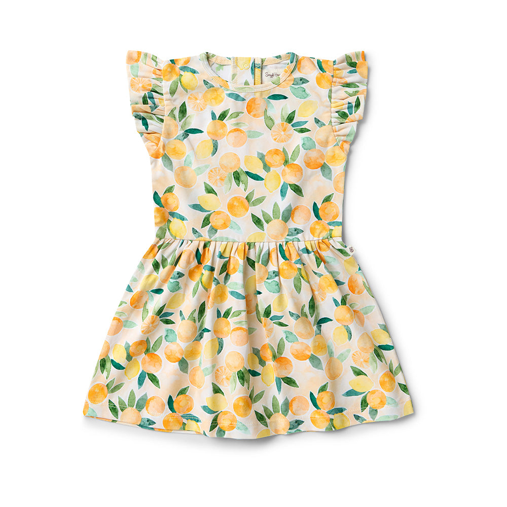 Sunny Citrus Short Sleeve Organic Dress - View 9