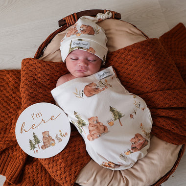 Bears Organic Snuggle Swaddle & Beanie Set | Snuggle Hunny