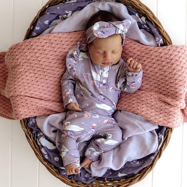 Swan Lake Organic Growsuit with Frill | Snuggle Hunny