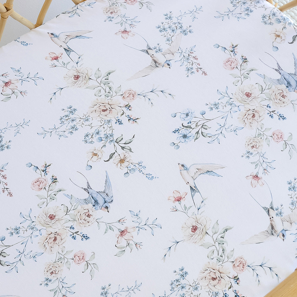 Sweet Swallows Organic Bassinet Sheet / Change Pad Cover - View 2
