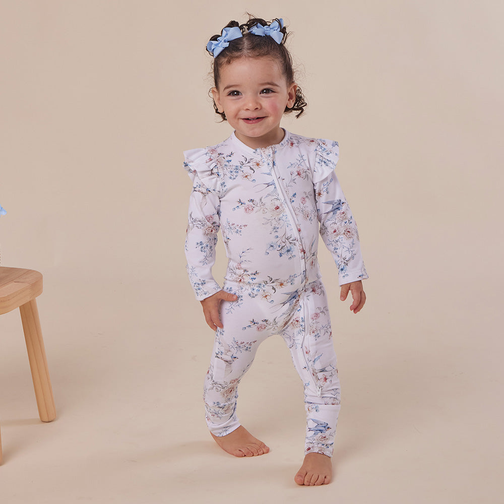 Sweet Swallows Organic Snugglesuit Convertible Romper with Frill - View 8