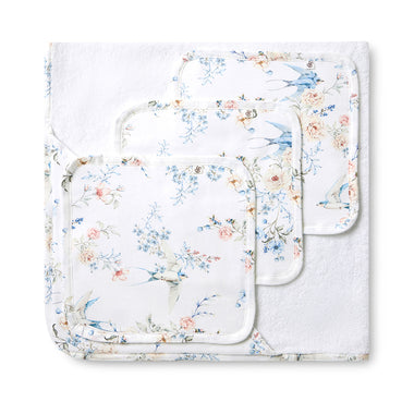 Sweet Swallows Organic Baby Towel & Wash Cloth Set | Snuggle Hunny