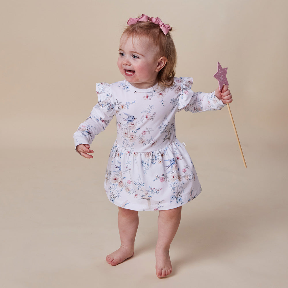 Sweet Swallows Long Sleeve Organic Dress - View 6