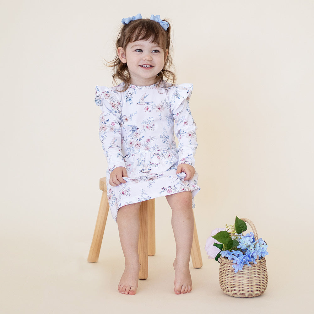 Sweet Swallows Long Sleeve Organic Dress - View 14