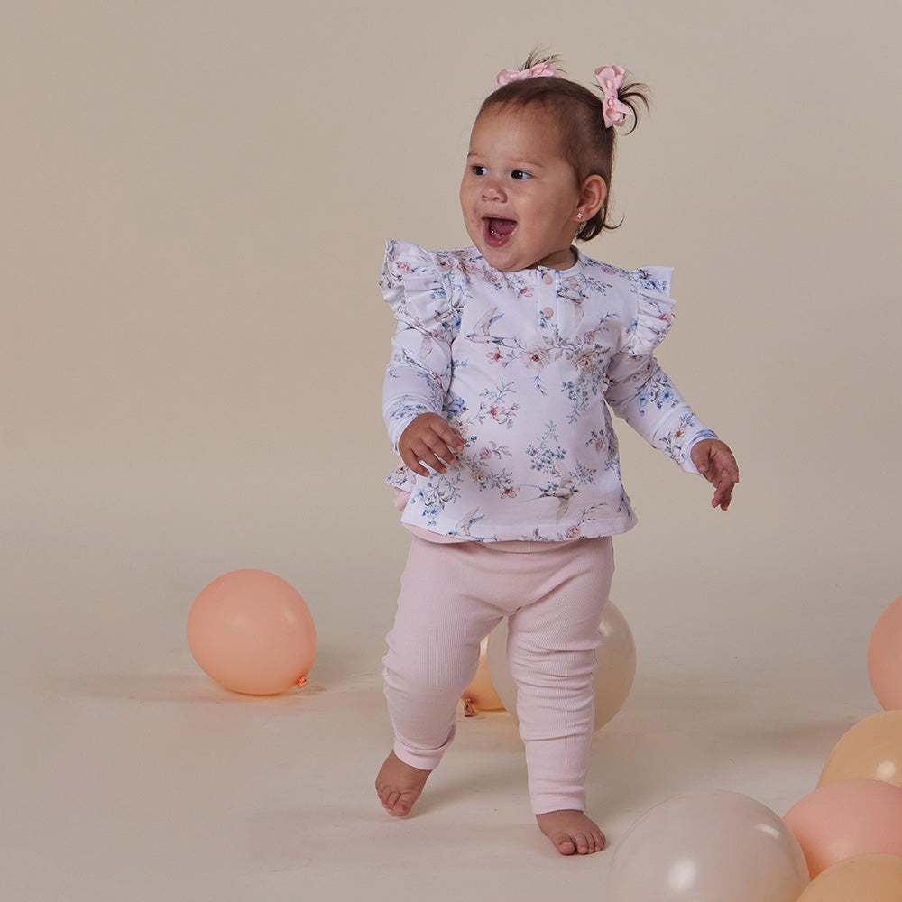 Baby Pink Organic Pants with Frill - View 8