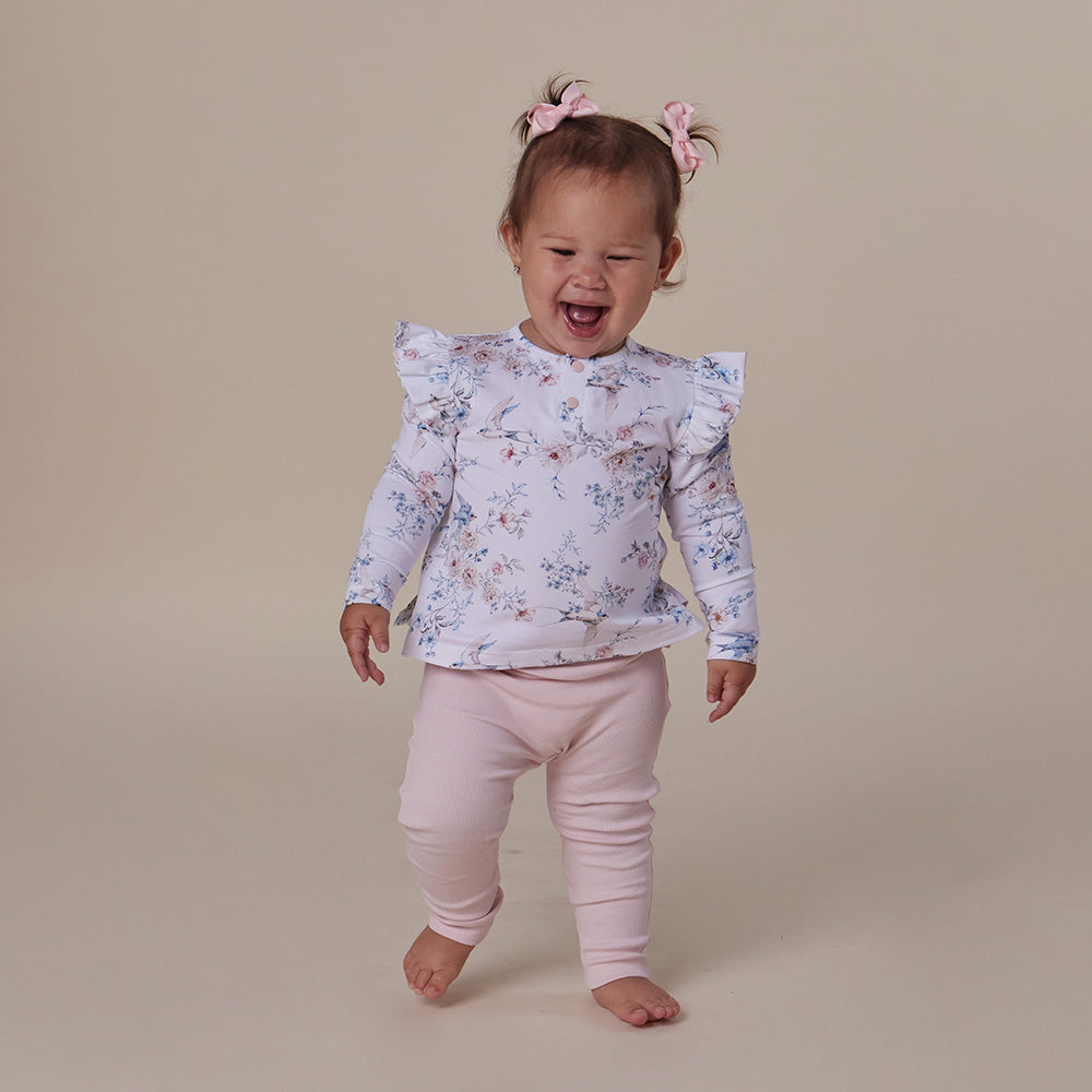 Baby Pink Organic Pants with Frill - View 5