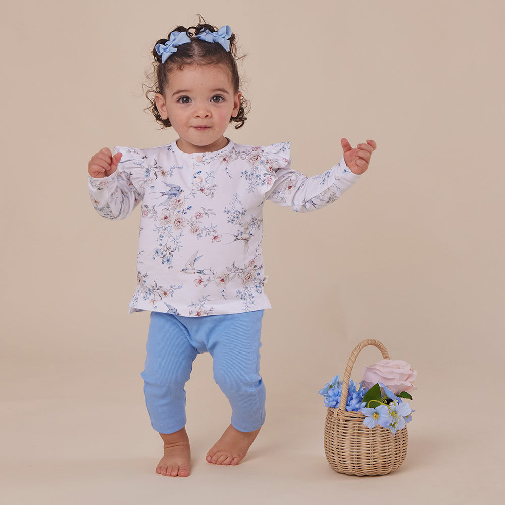 Sweet Swallows Organic Long Sleeve Top with Frill - View 8