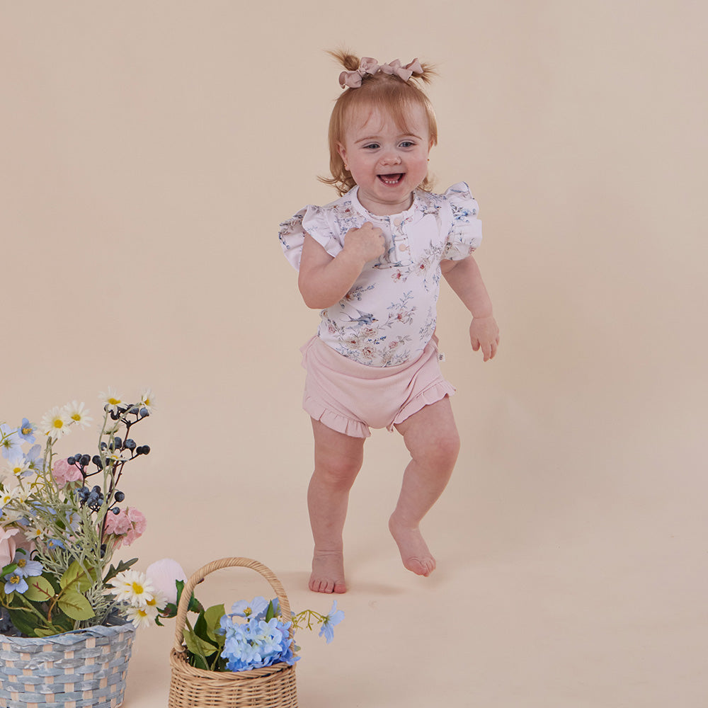 Sweet Swallows Short Sleeve Organic Bodysuit with Frill - View 12