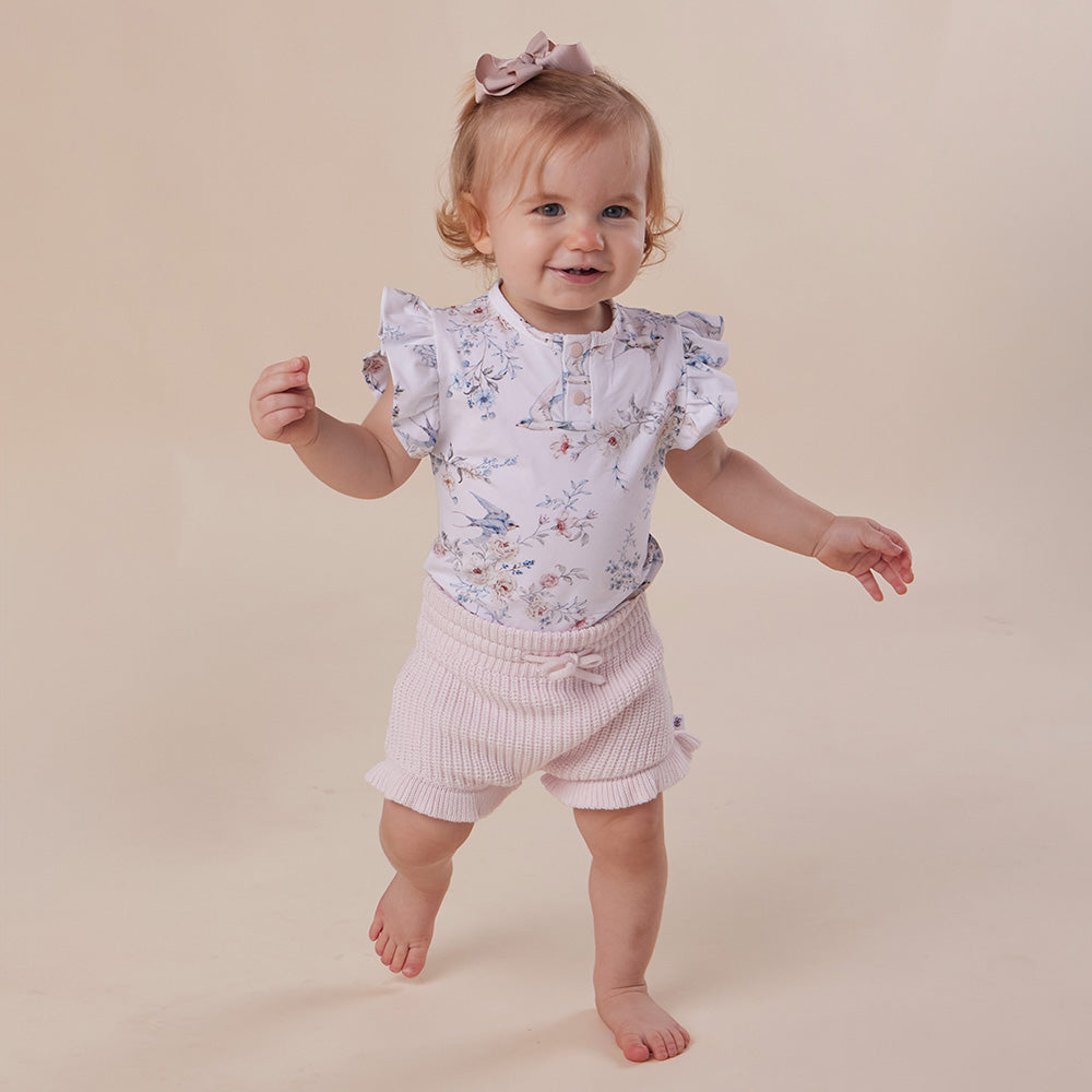 Sweet Swallows Short Sleeve Organic Bodysuit with Frill - View 19