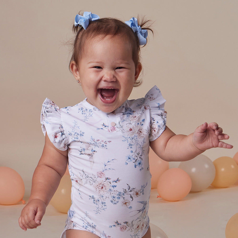 Sweet Swallows Short Sleeve Organic Bodysuit with Frill - View 4