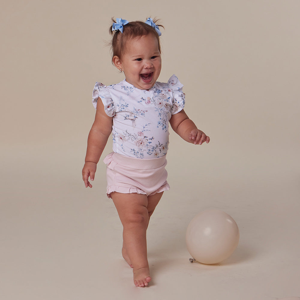 Sweet Swallows Short Sleeve Organic Bodysuit with Frill - View 16