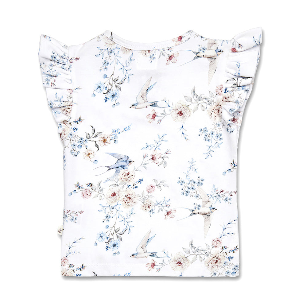 Sweet Swallows Organic Short Sleeve Top with Frill - View 7