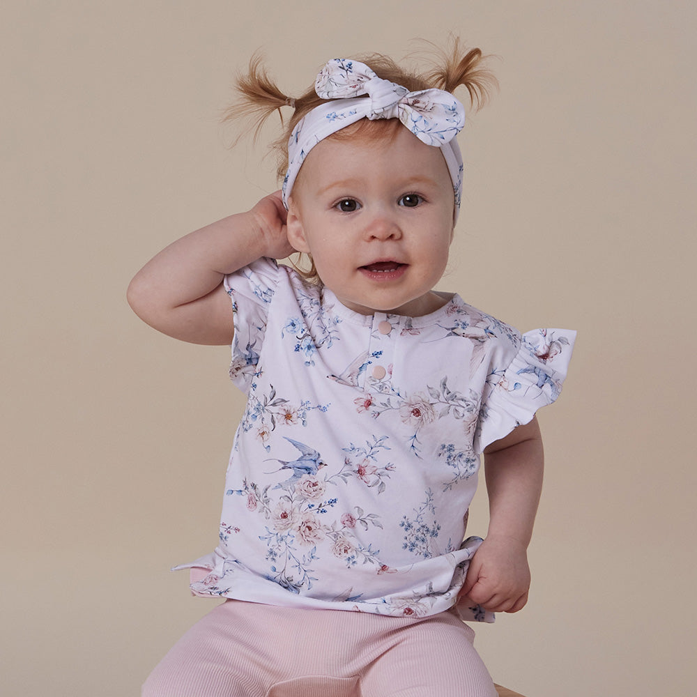 Sweet Swallows Organic Short Sleeve Top with Frill - View 1