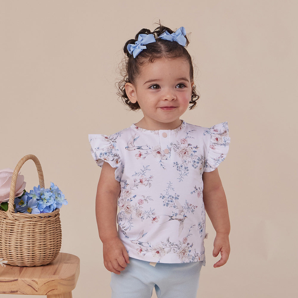 Sweet Swallows Organic Short Sleeve Top with Frill - View 8