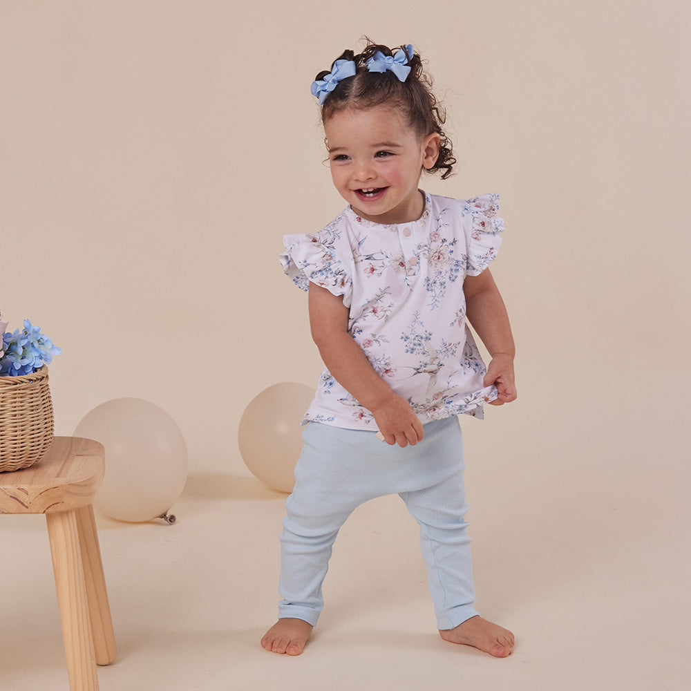 Sweet Swallows Organic Short Sleeve Top with Frill - View 9