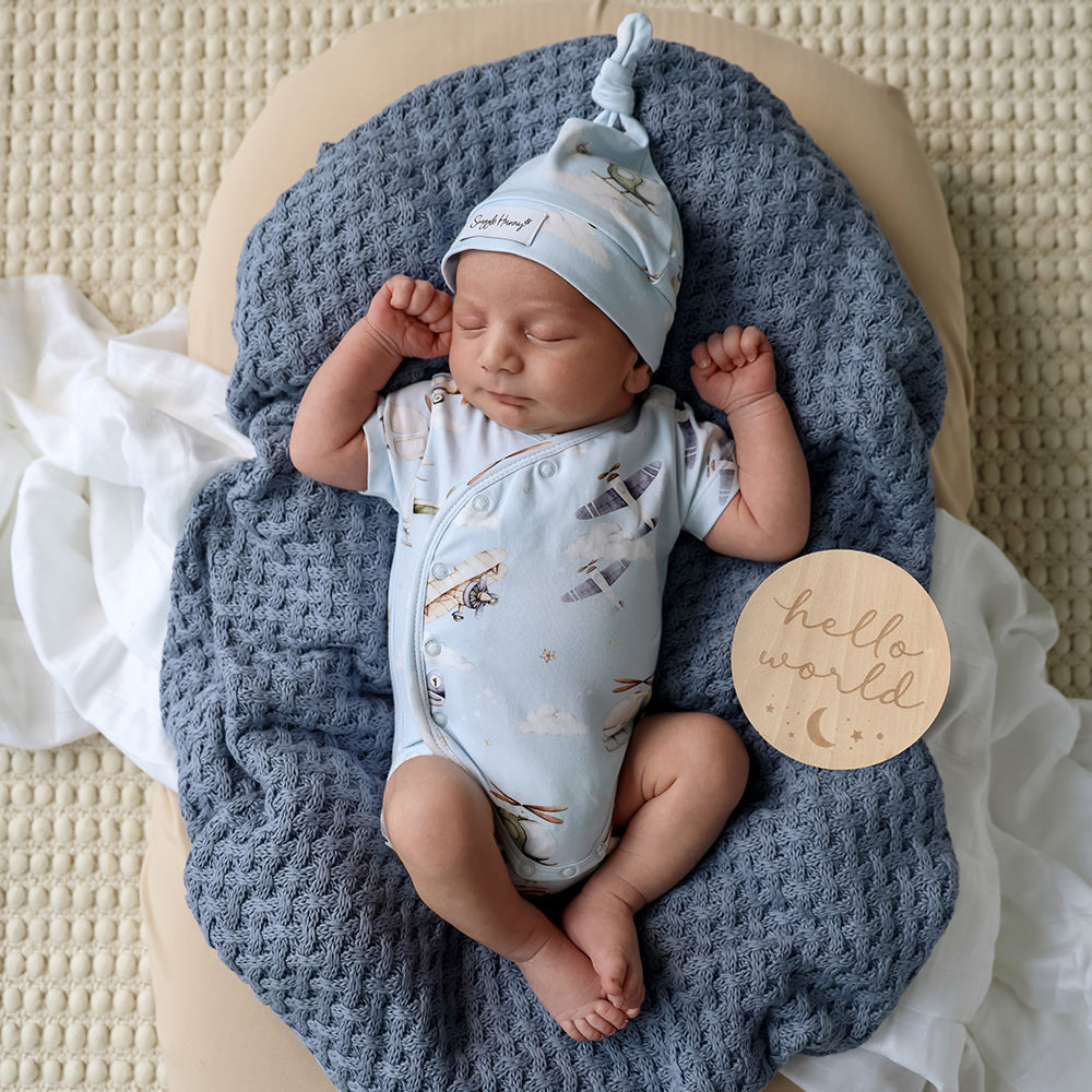 Taking Flight Short Sleeve Organic Kimono Bodysuit - View 1