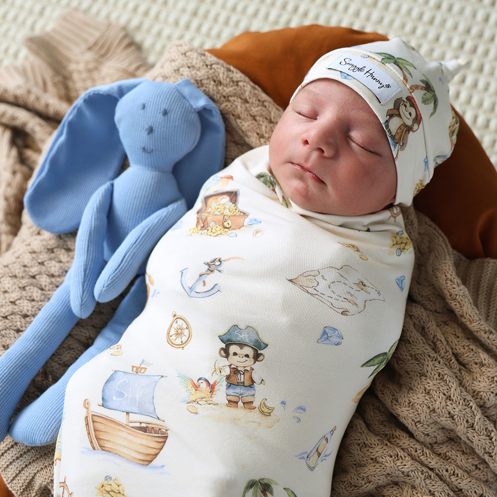 Treasure Island Organic Jersey Wrap & Beanie Set - View 5