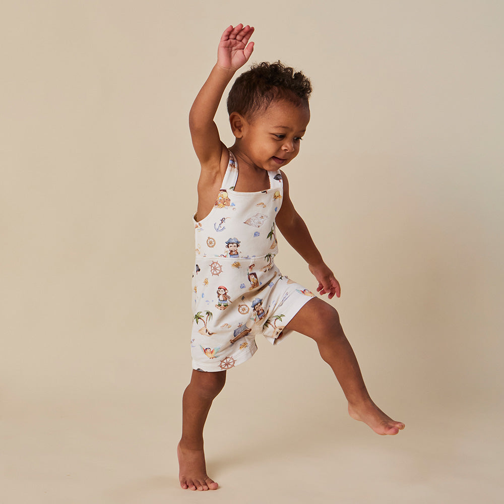 Treasure Island Organic Snuggle Overall Shorts - View 4
