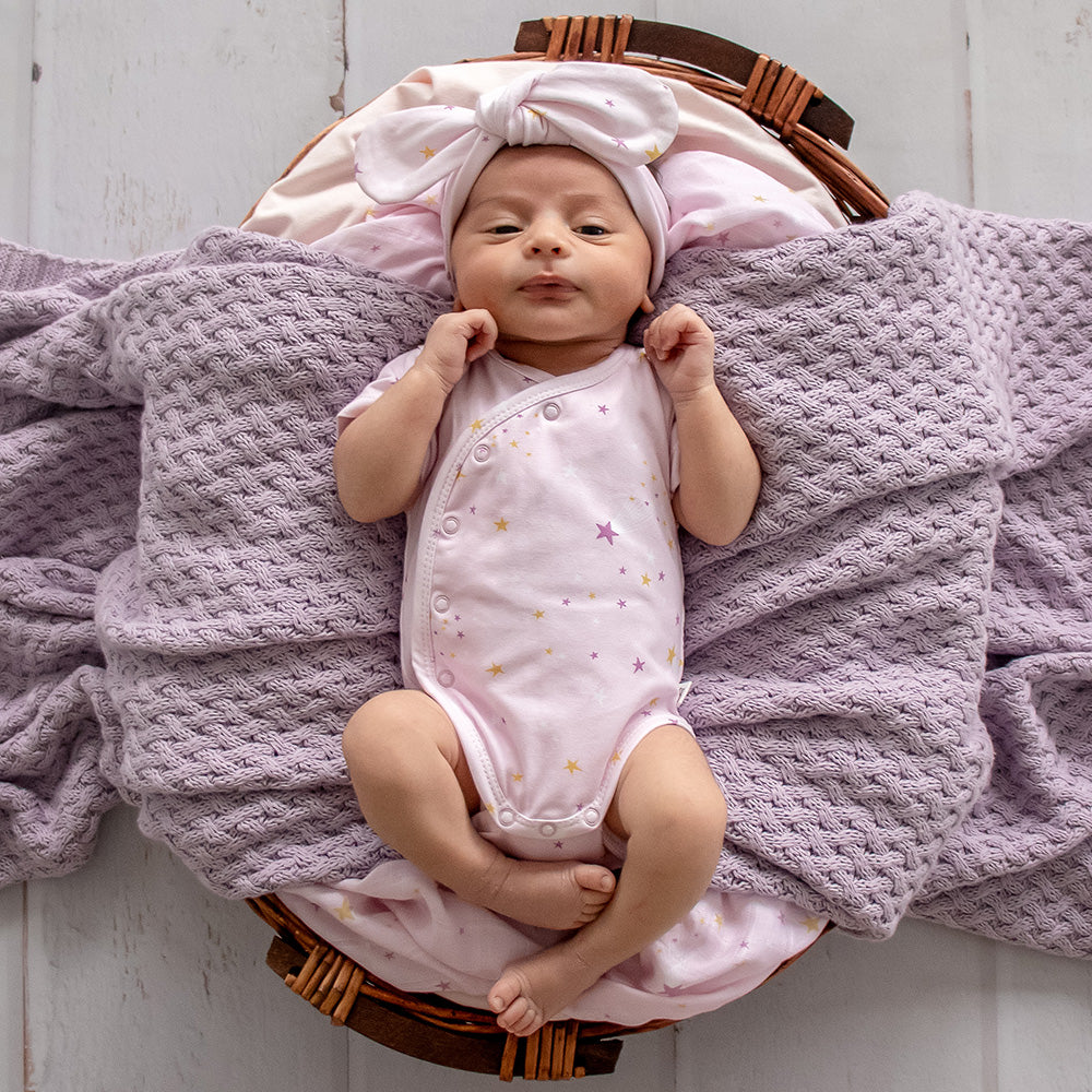 Twinkle Short Sleeve Organic Kimono Bodysuit - View 1