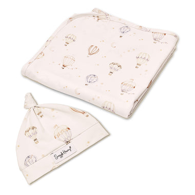 Up & Away Organic Jersey Wrap & Beanie Set | Snuggle Hunny