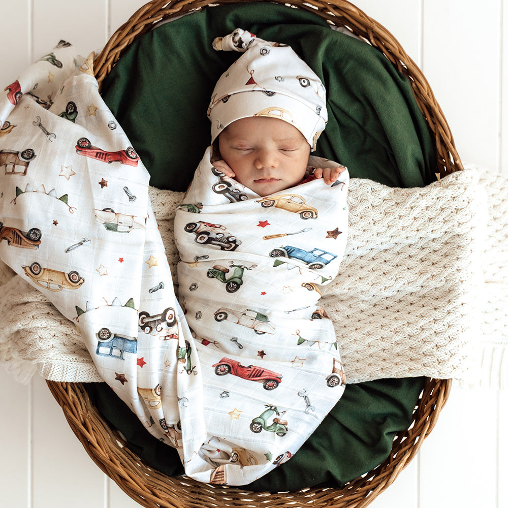 Vintage Cars Organic Muslin Wrap - View 1