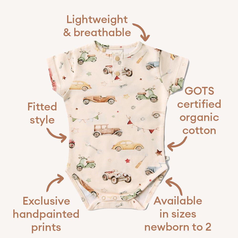 Vintage Cars Short Sleeve Organic Bodysuit - View 7