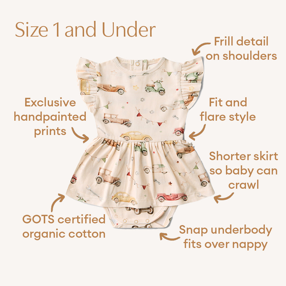 Vintage Cars Short Sleeve Organic Dress - View 4