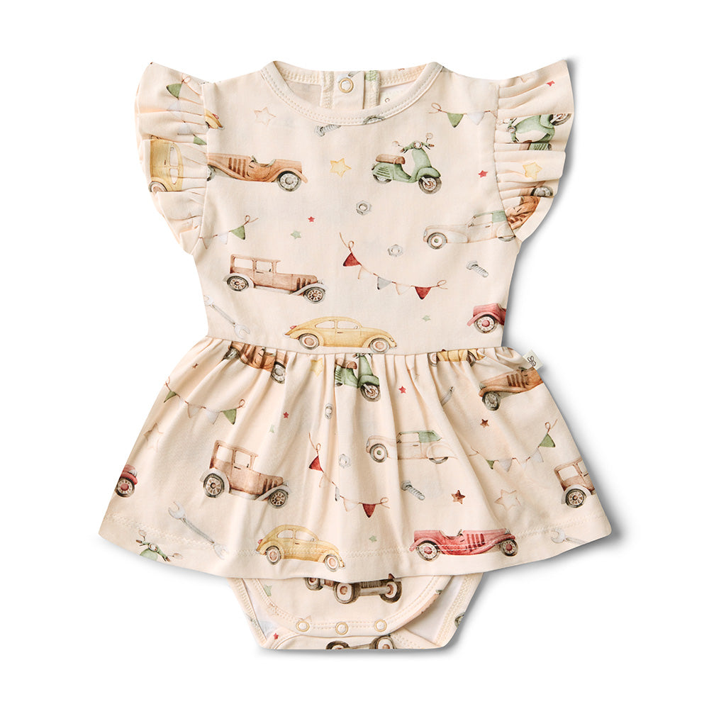 Vintage Cars Short Sleeve Organic Dress - View 2