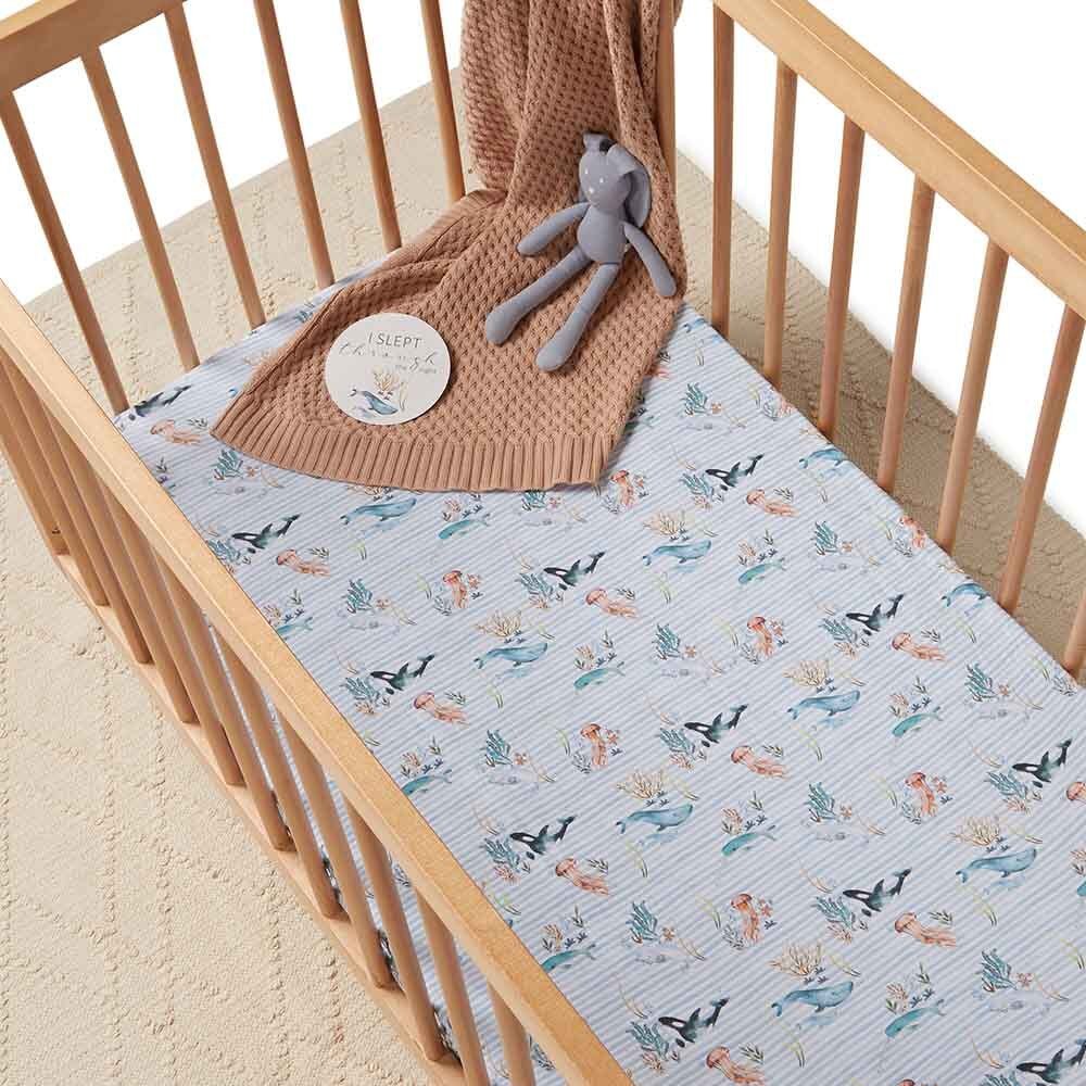 Whale Fitted Cot Sheet-Snuggle Hunny