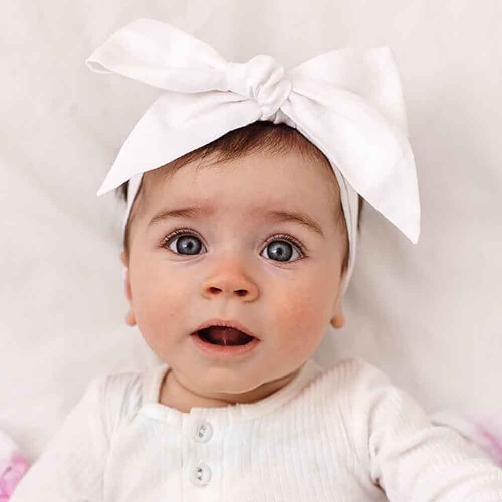 White Pre-Tied Linen Bow - Baby & Toddler - View 1