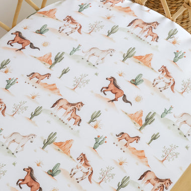 Wild Horses Organic Bassinet Sheet / Change Pad Cover | Snuggle Hunny