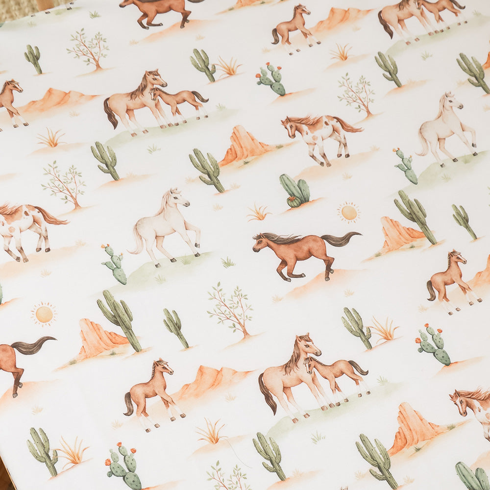 Wild Horses Organic Fitted Cot Sheet - View 2