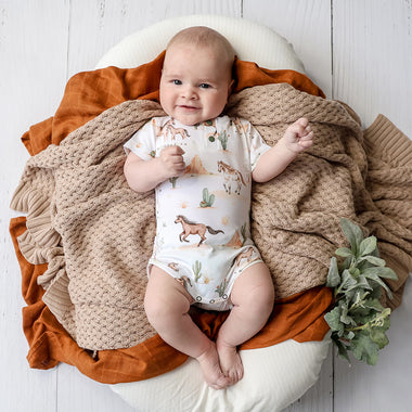 Wild Horses Short Sleeve Organic Bodysuit | Snuggle Hunny
