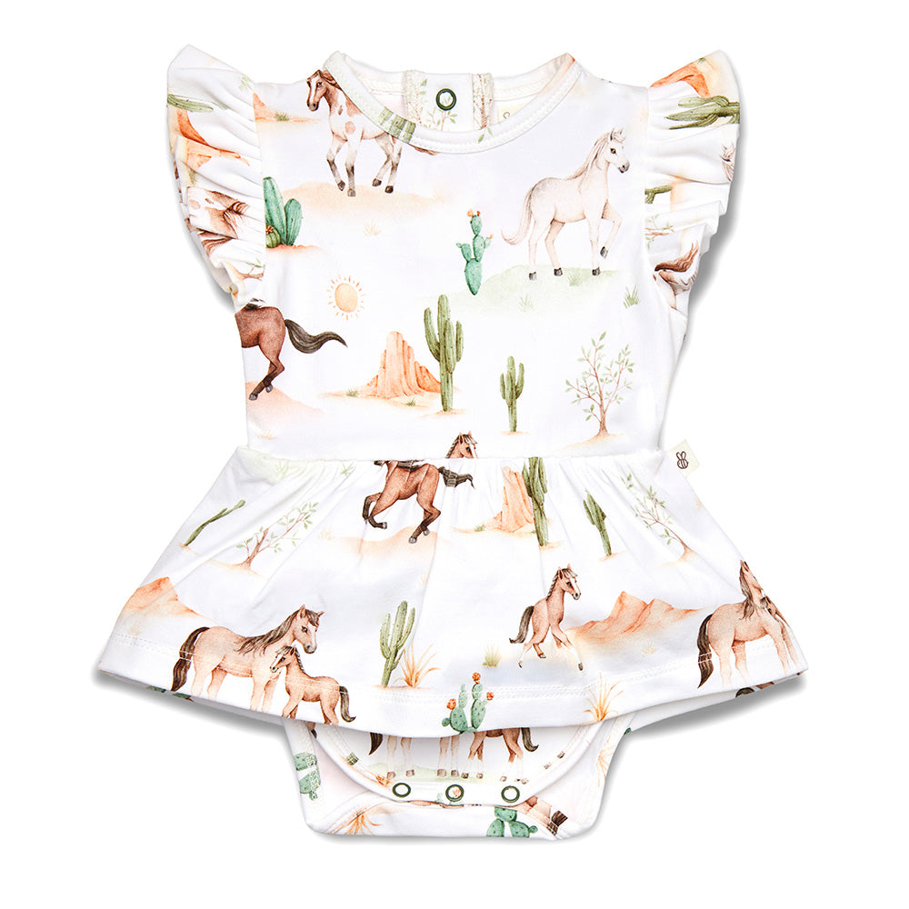 Wild Horses Short Sleeve Organic Dress - View 2