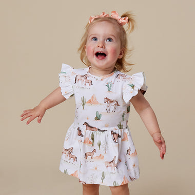 Wild Horses Short Sleeve Organic Dress | Snuggle Hunny