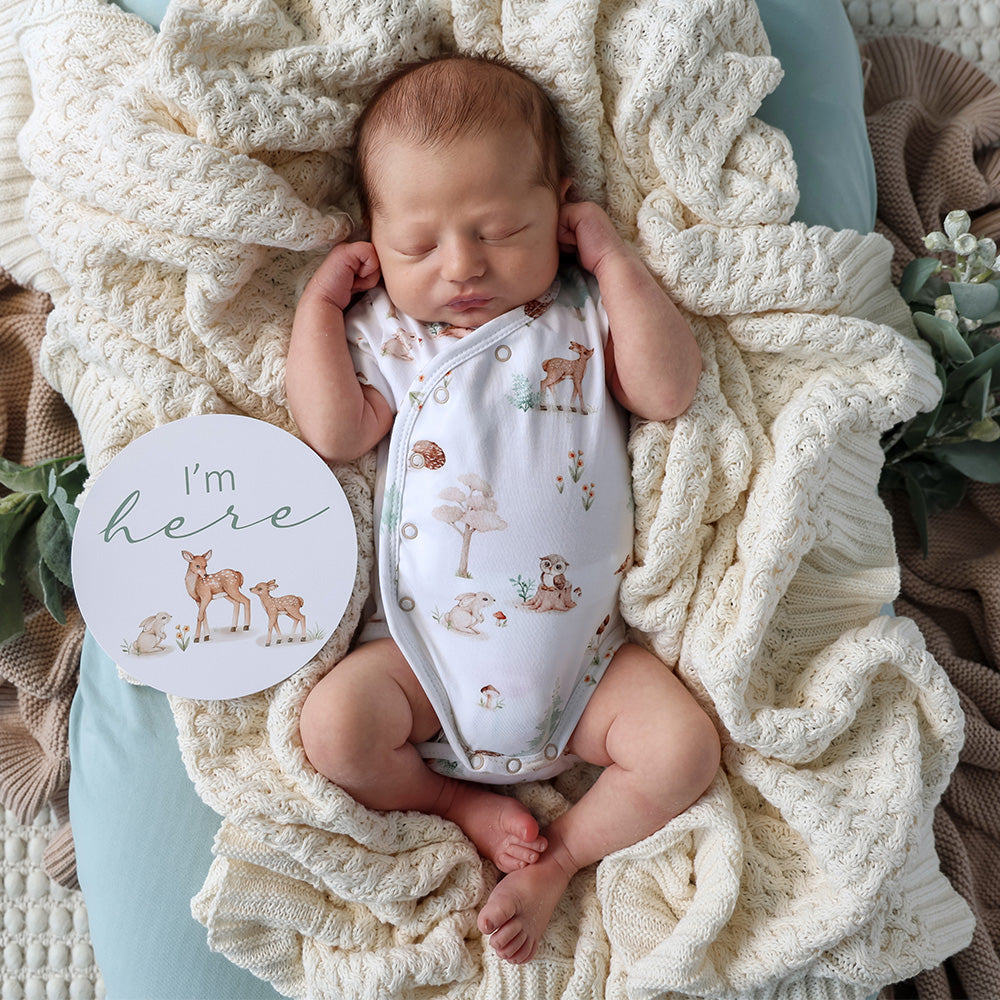 Woodland Tales Short Sleeve Organic Kimono Bodysuit - View 5