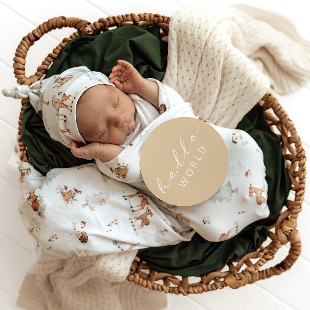 Woodland Tales Organic Jersey Wrap & Beanie Set - View 4